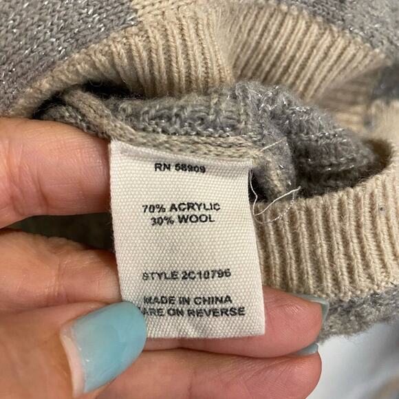 Chelsea & Violet Cream Metallic Long Sleeve Wool Blend Sweater Sz S - Picture 5 of 10